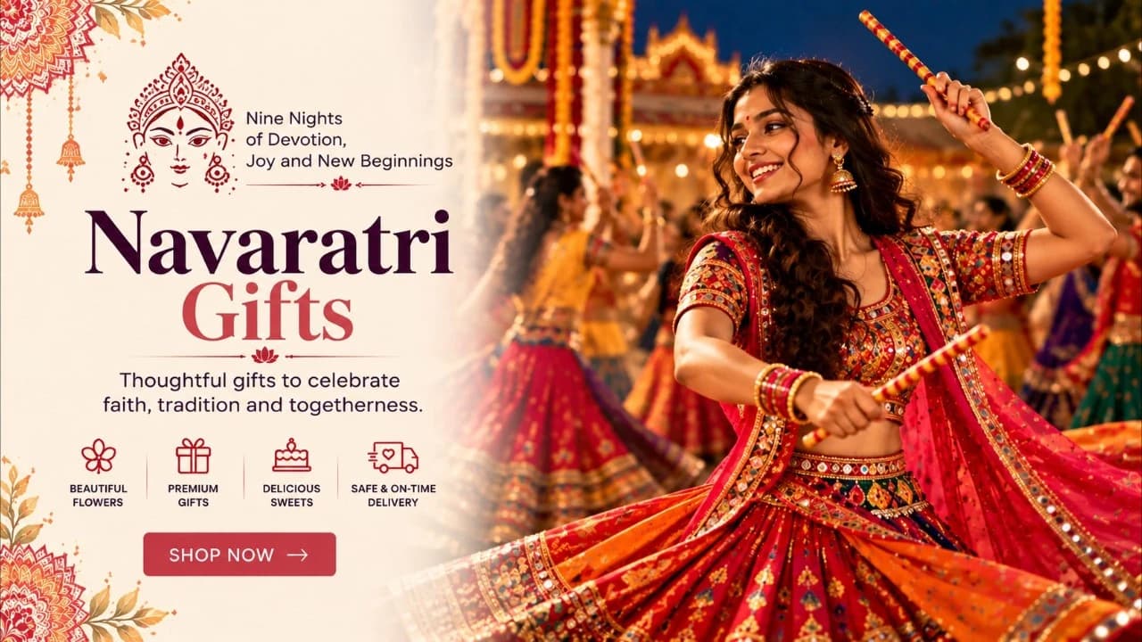 BetterGiftFlowers promotional banner for gift collection for Navratri