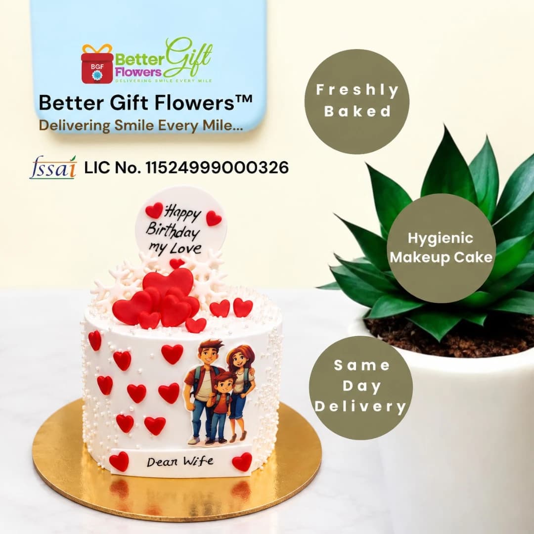 Romantic family birthday cake with Happy Birthday My Love topper