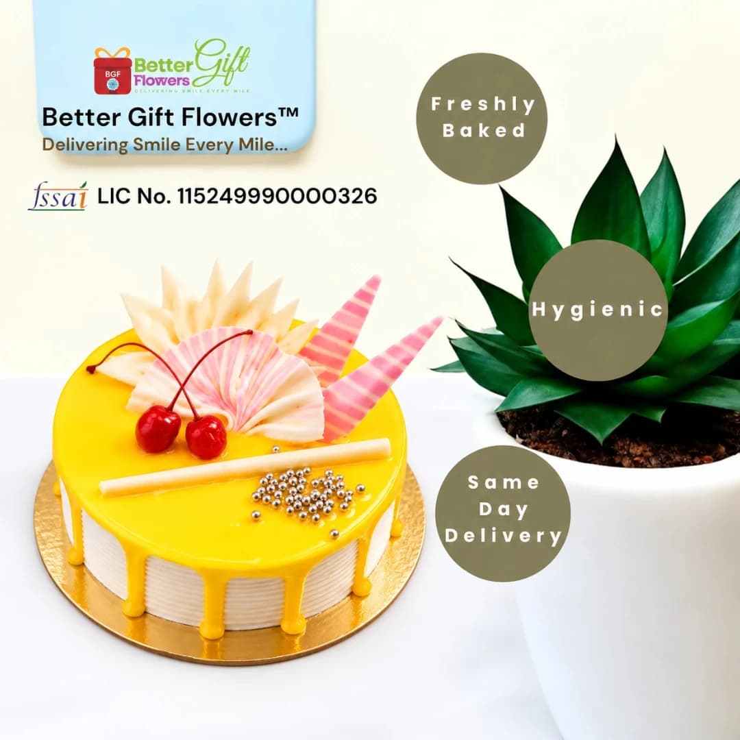 Pineapple cake with freshly baked and same day delivery highlights