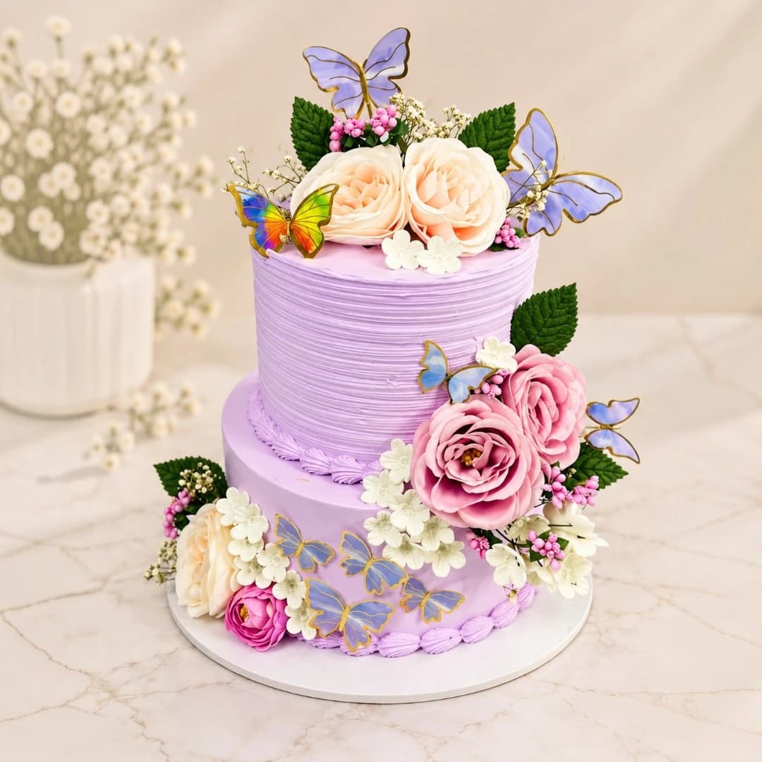 Butterfly Floral Cake