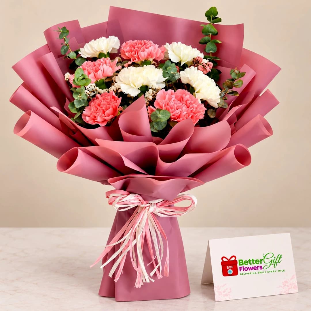 Pink & White Carnation Bouquet