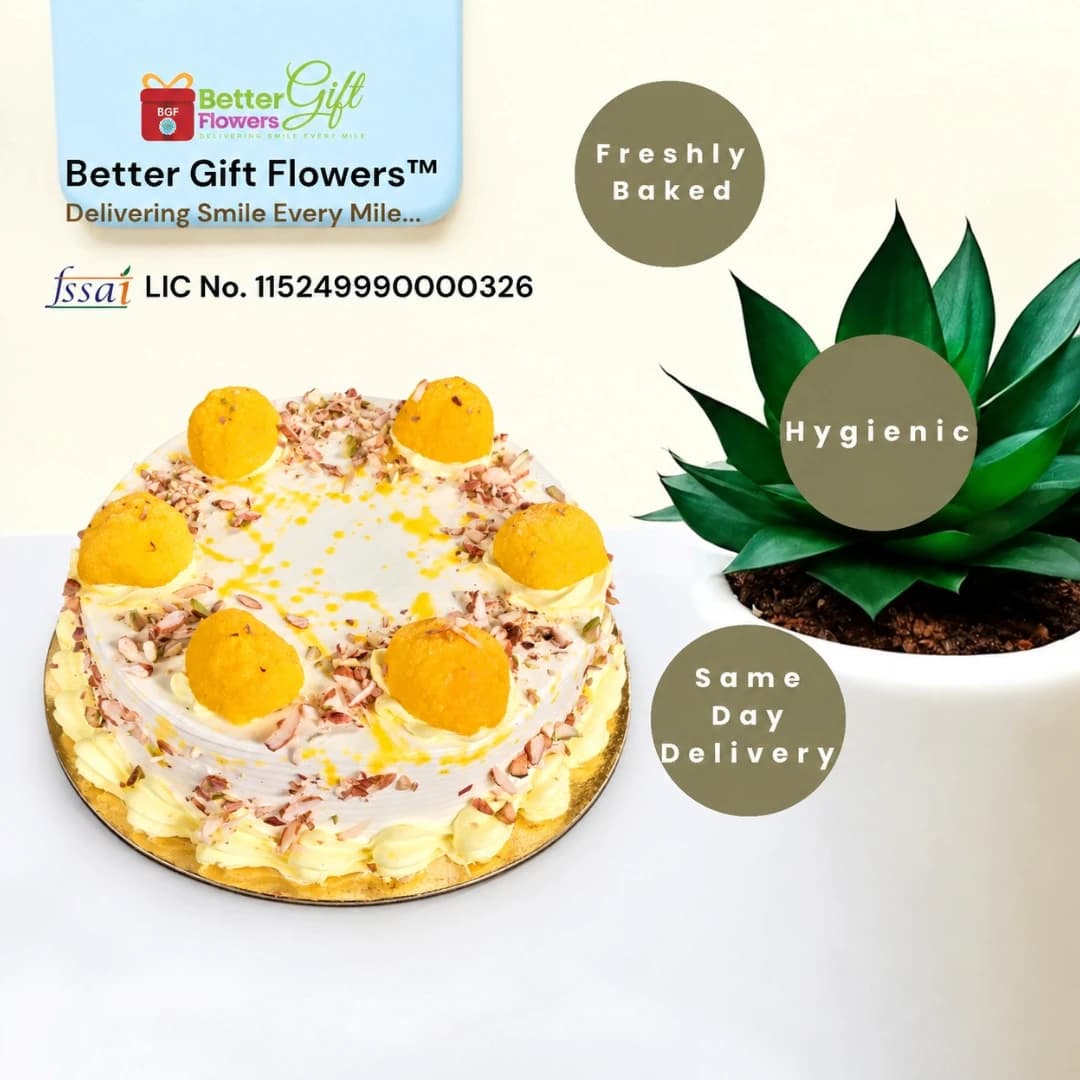 Almond rasgulla cake with rasgullas and dry fruit garnish for same day delivery