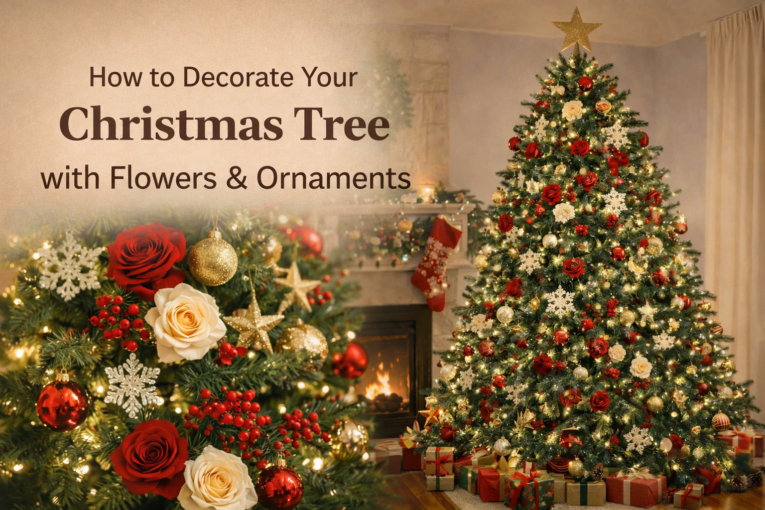 How to Decorate Your Christmas Tree with Flowers & Ornaments