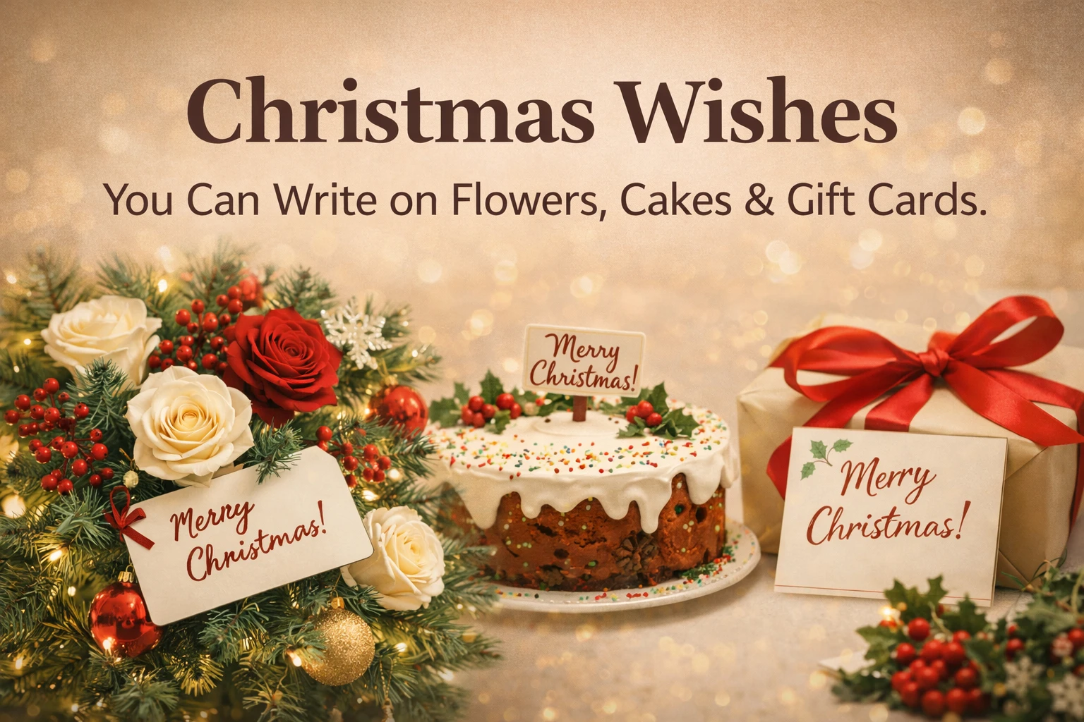 Christmas Wishes You Can Write on Flowers, Cakes & Gift Cards