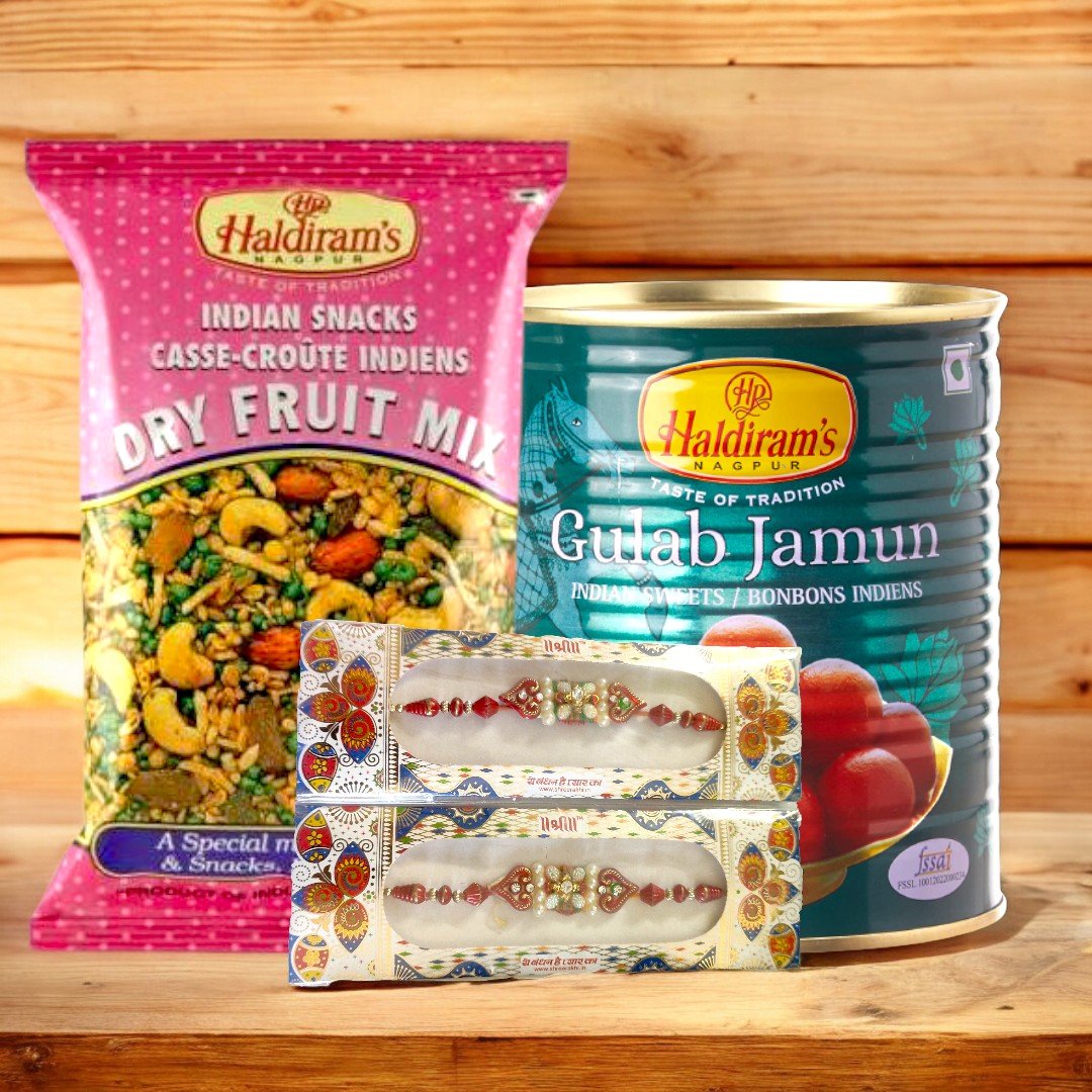2 Rakhi Set With Gulab Jamun & Dry Fruits