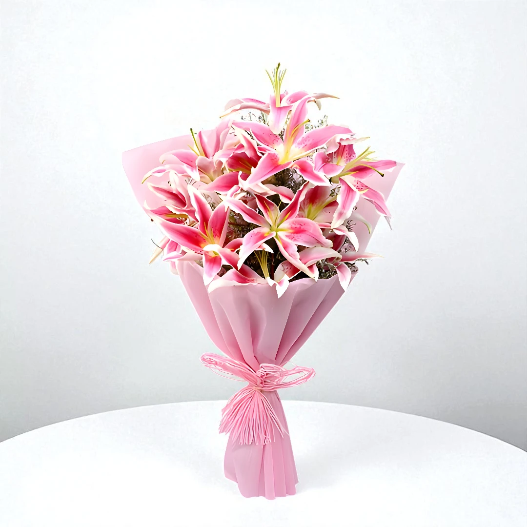 Blushing Elegance - Pink Lily Bouquet