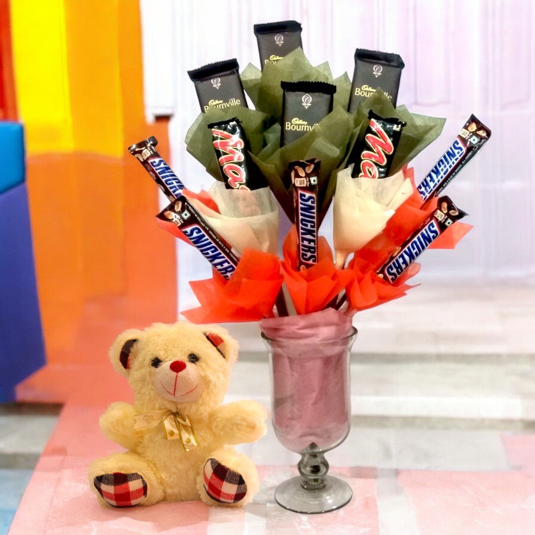 Chocolate Special Vase & Teddy