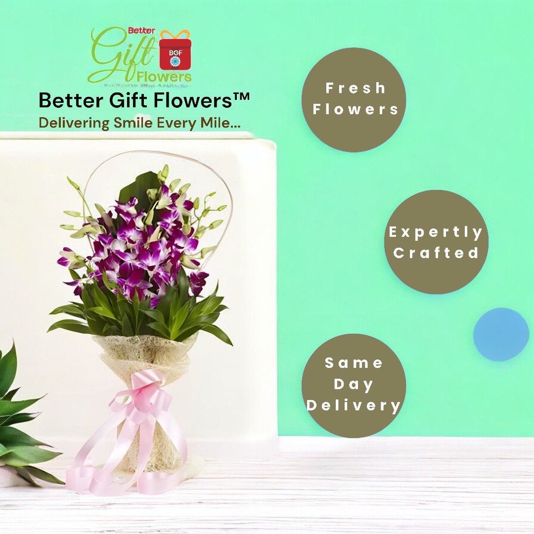 BetterGiftFlowers beautifully arranged fresh orchid bouquet with same-day delivery option.