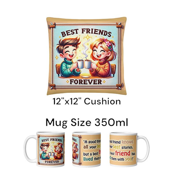 Best Friends Forever Cushion And Mug Combo with free delivery