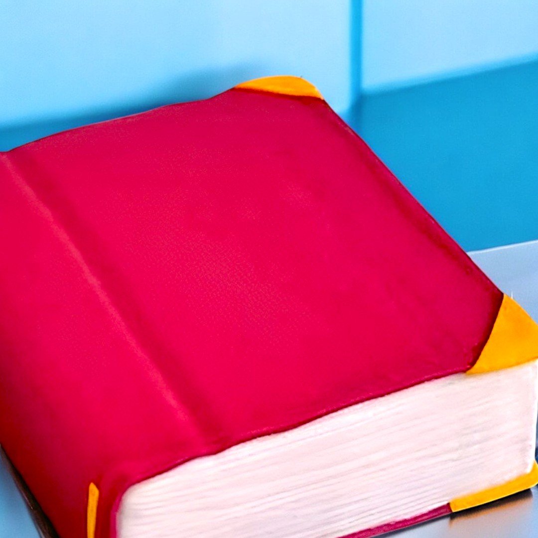 Close-up of the red book cake with detailed pages, crafted by Better Gift Flowers, perfect for gifting occasions.