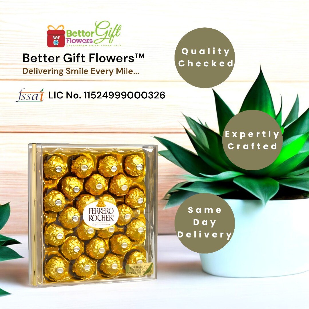 Ferrero Rocher chocolate box featured in the Captivating Combo from BetterGiftFlowers.