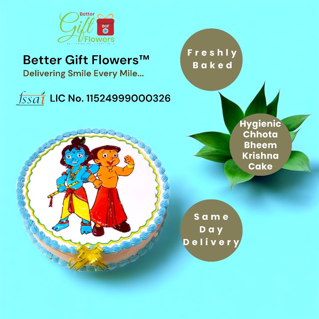 BetterGiftFlowers hygienic Chhota Bheem N Krishna cake for kids with same-day delivery