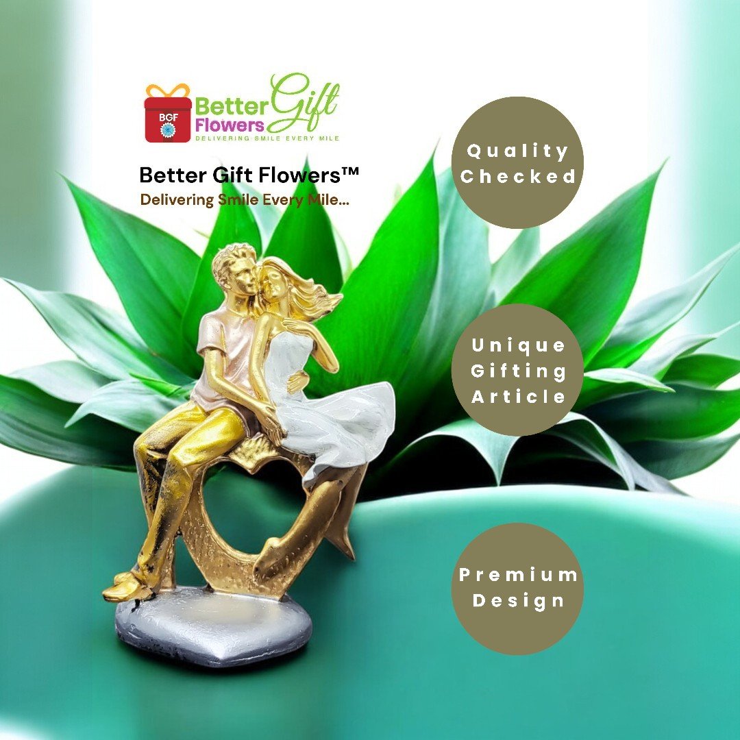 Better Gift Flowers love-themed gift combo featuring a golden couple figurine with quality checked and unique gifting article
