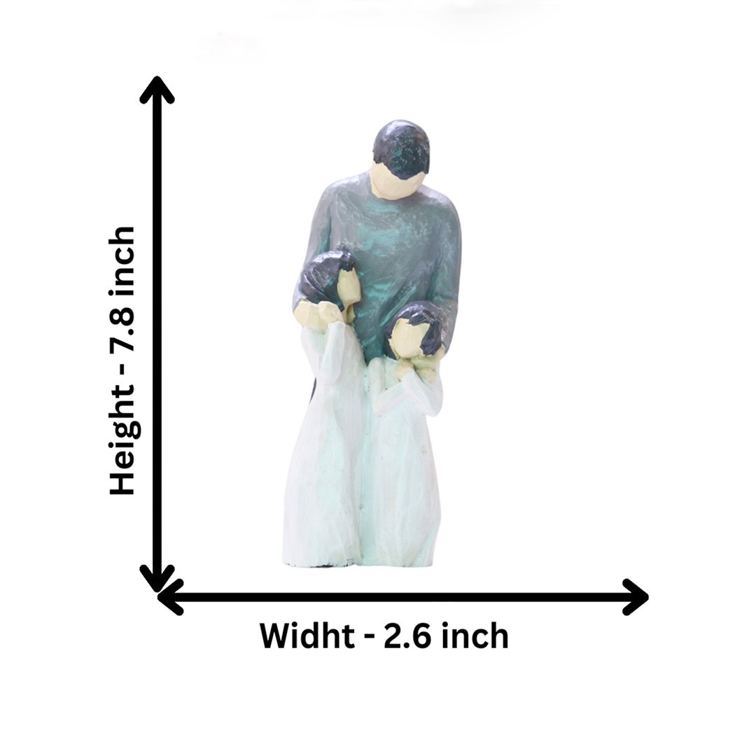 BetterGiftFlowers Father With 2 Children Showpiece - Dimension View