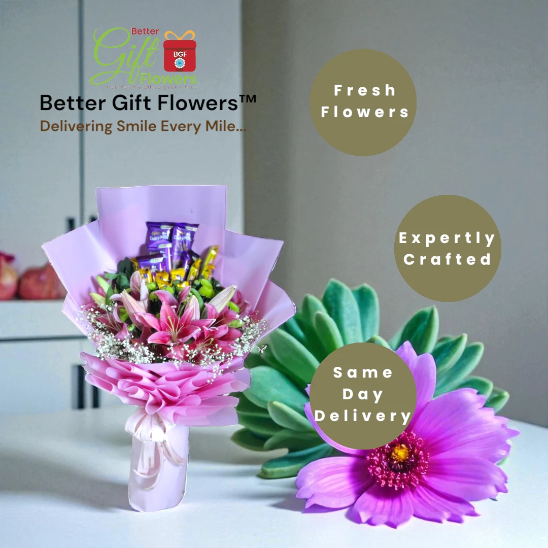 fresh flower and chocolate bouquet festive gift hamper BetterGiftFlowers™
