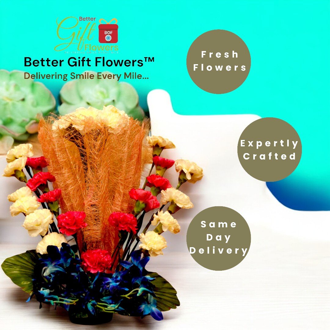 Expertly crafted flower bouquet by BetterGiftFlowers alongside Kaju Katli, perfect for any celebration