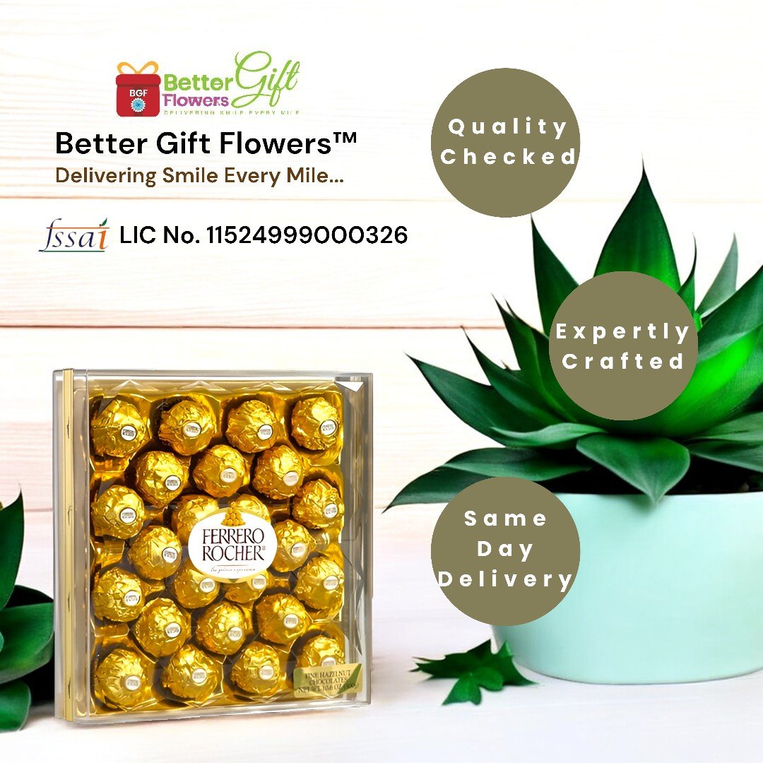 BetterGiftFlowers quality checked Ferrero Rocher chocolates in the Loads of Love gift combo.