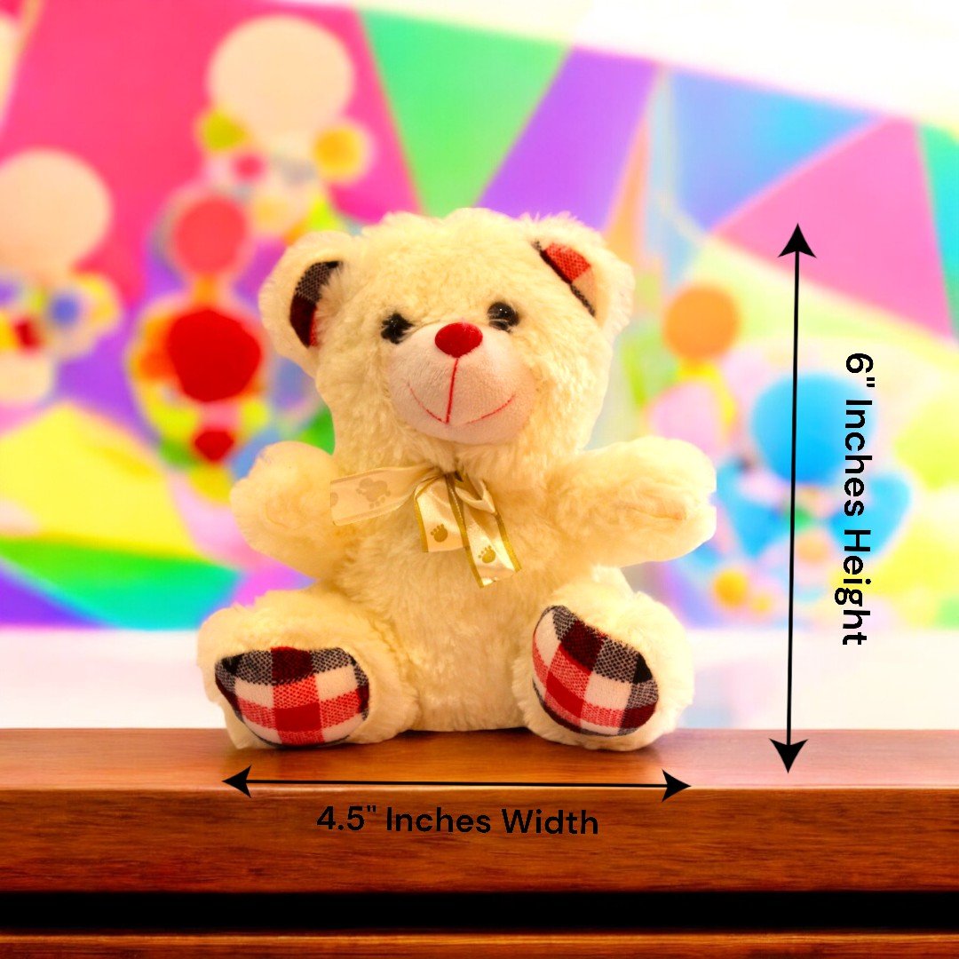 Cute 6-inch teddy bear with plaid accents, part of the Love In The Air combo by BetterGiftFlowers.