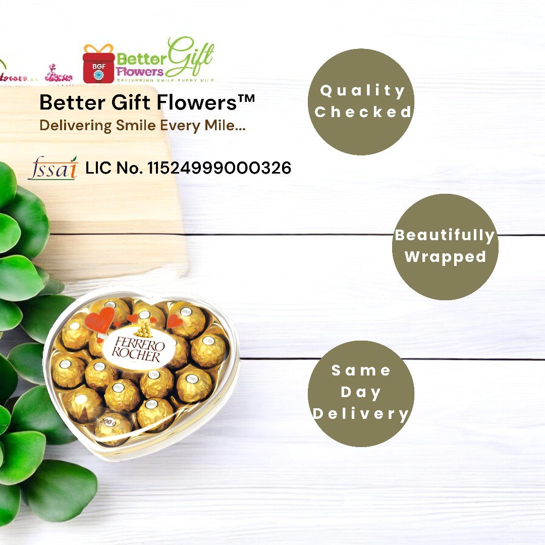 Ferrero Rocher heart-shaped chocolate box, included in the Love In The Air gift set by BetterGiftFlowers.