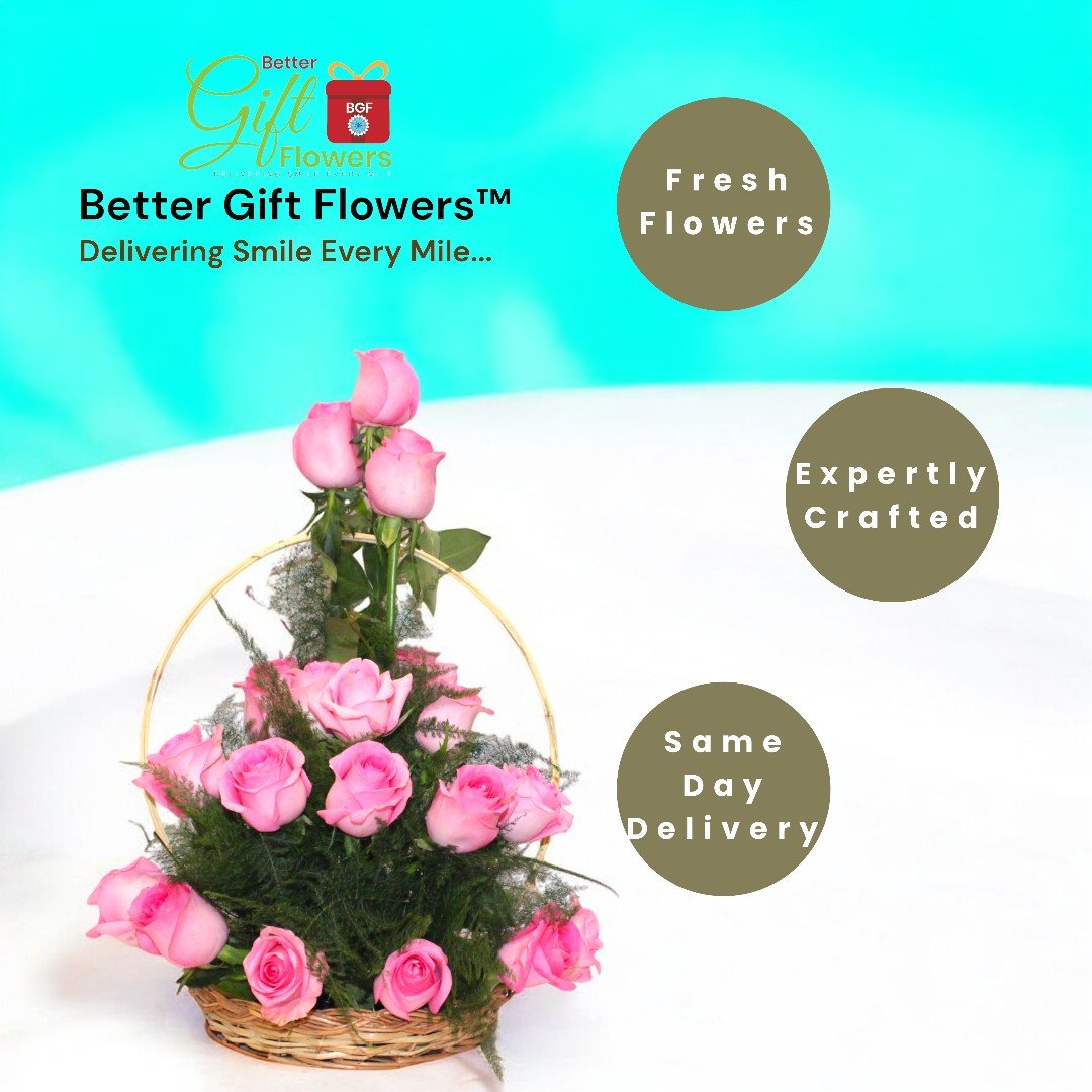 Expertly crafted pink roses basket with chocolates - BetterGiftFlowers