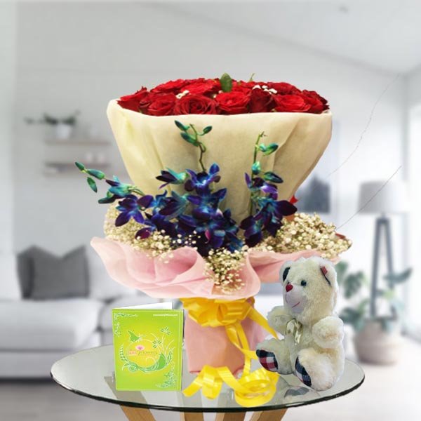 roses orchids and teddy