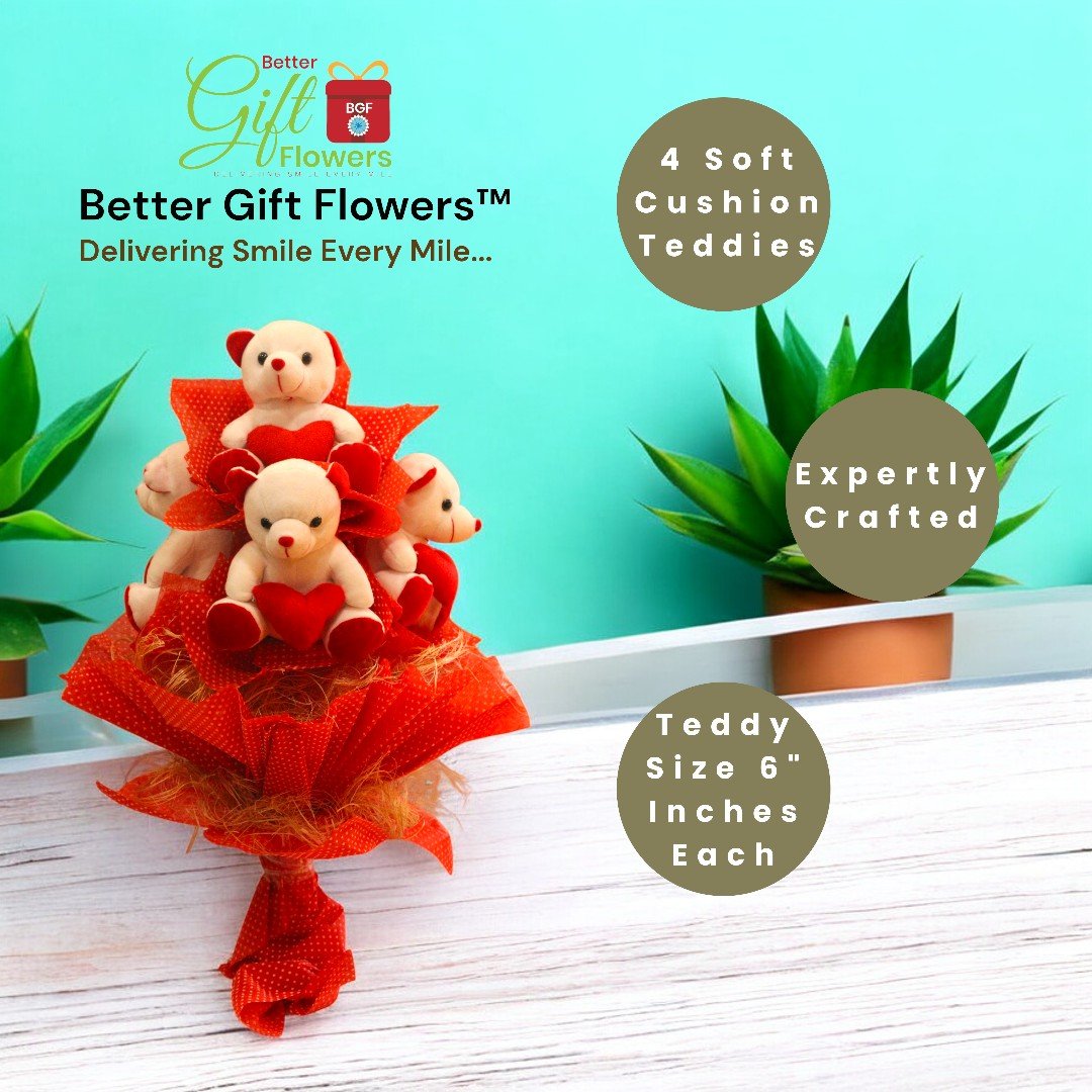Teddy Bouquet and Cake with fresh baked goodness – BetterGiftFlowers.