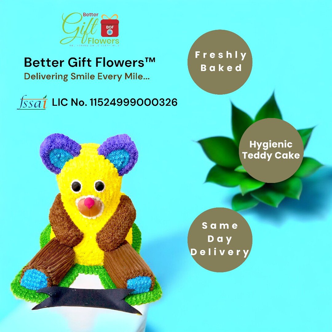 Freshly baked Teddy Cake by BetterGiftFlowers with same-day delivery option