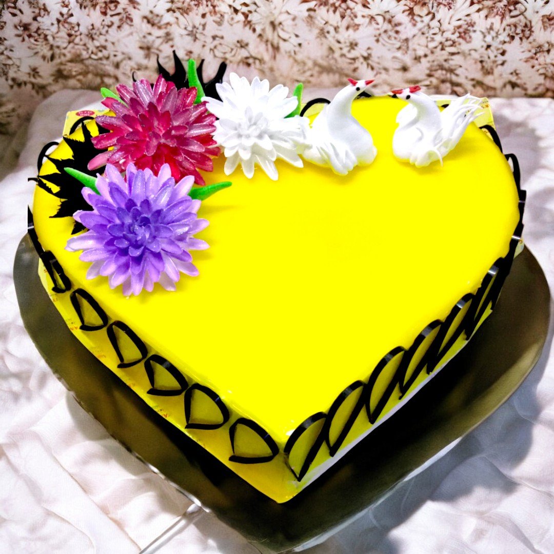 Heart Shape Mango Cake