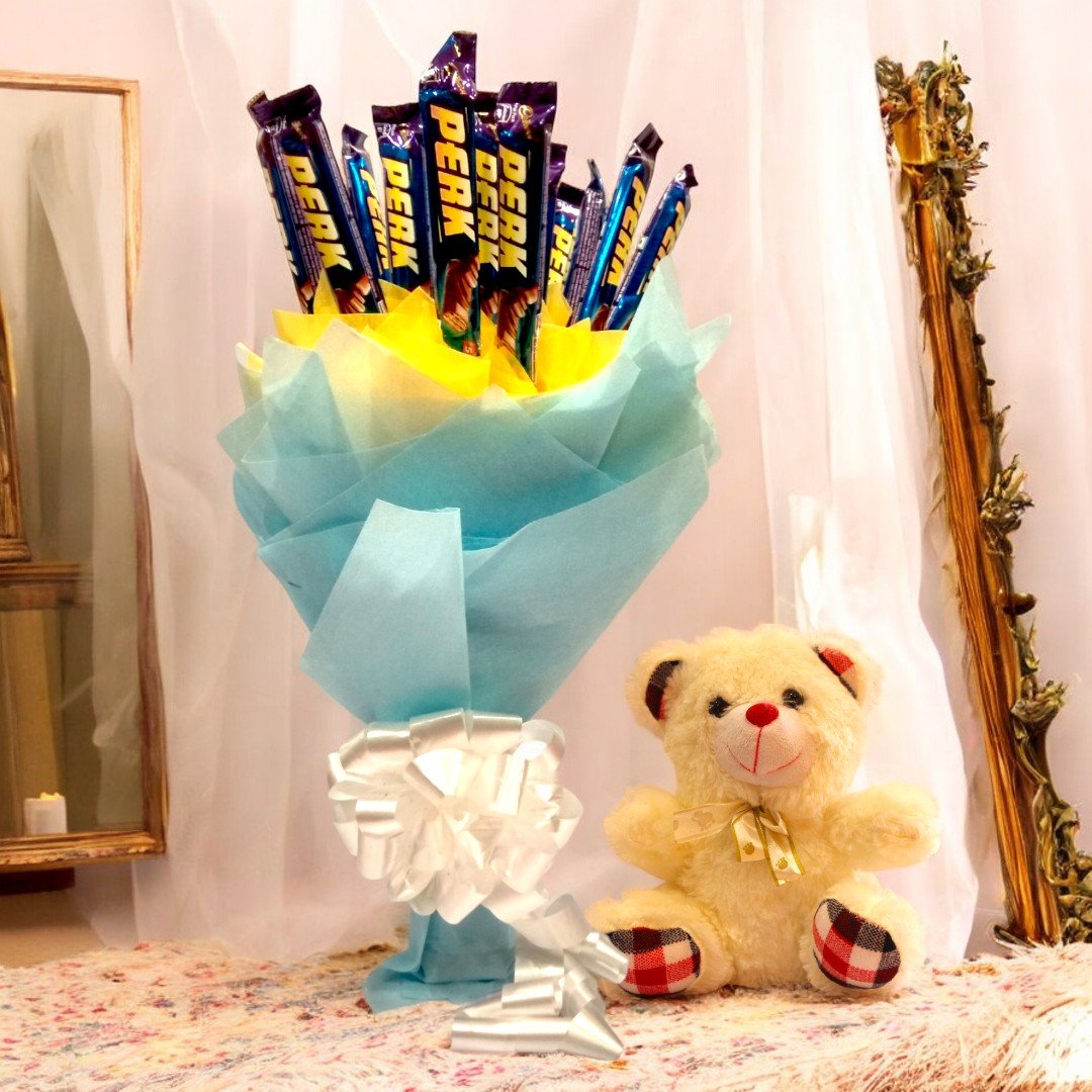 Perk Bouquet With Teddy
