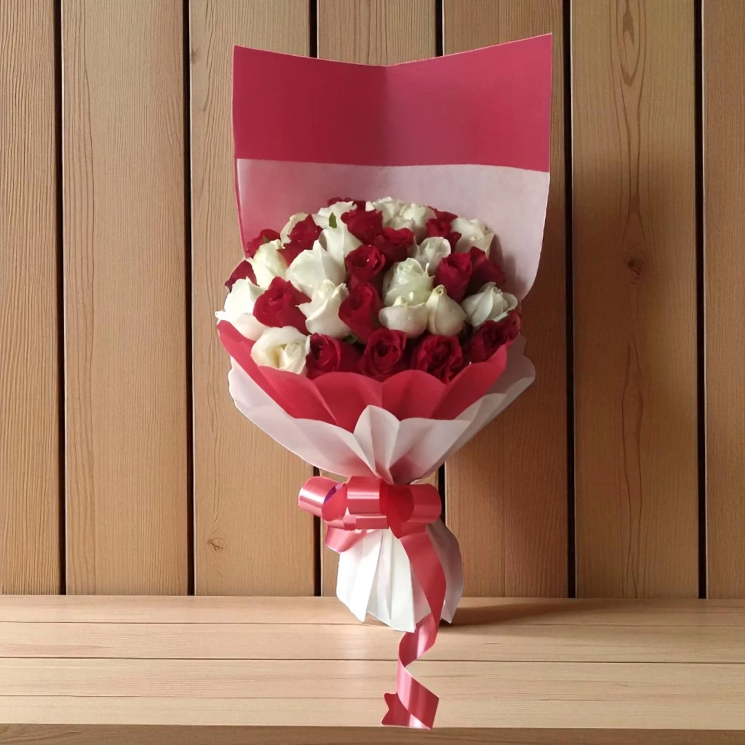 Red & White Rose Bouquet