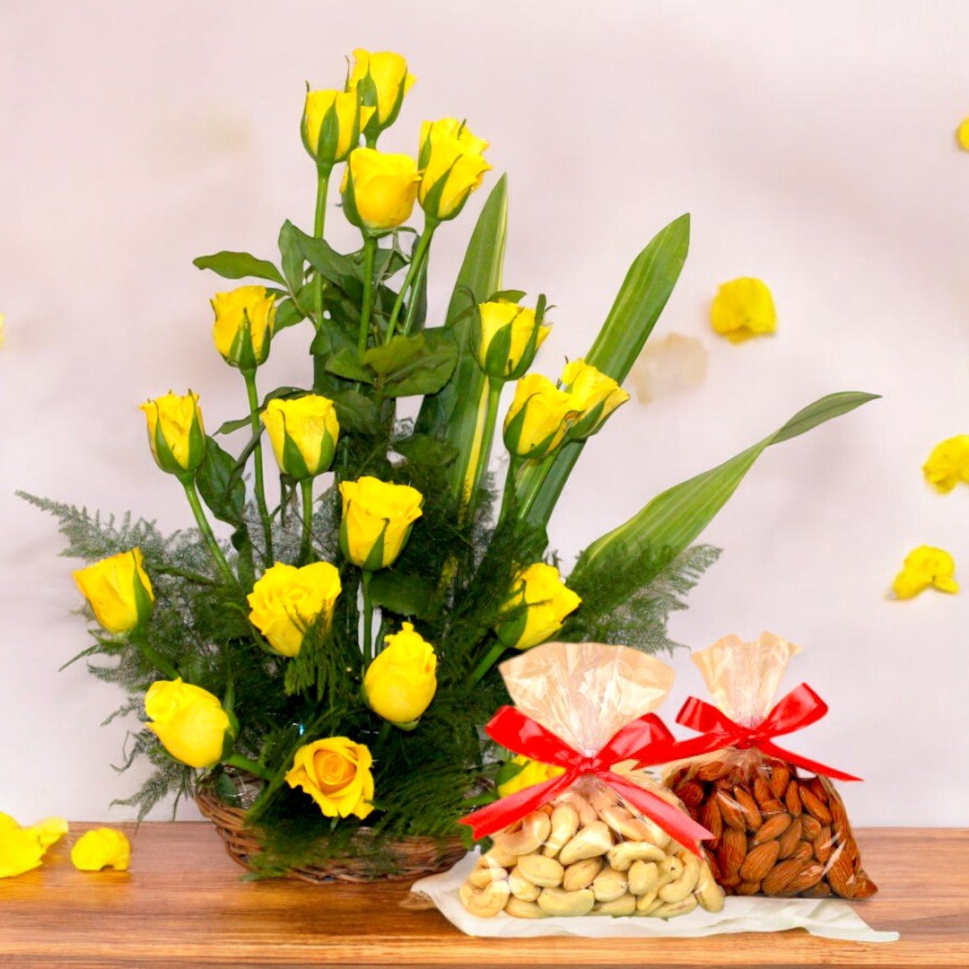 Rose Basket With Dry Fruits