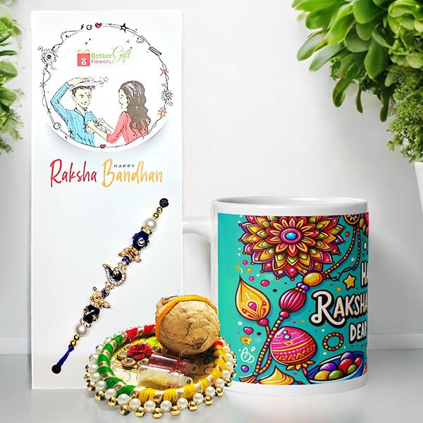 Tilak Rakhi With Customized Mug And Roli Chawal