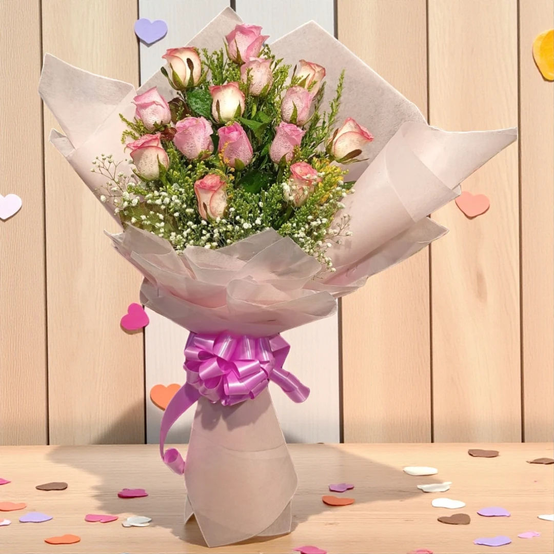 Pink & White Rose Bouquet