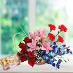 ferrero and orchids flower basket online delivery