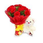 red carnations and teddy online delivery