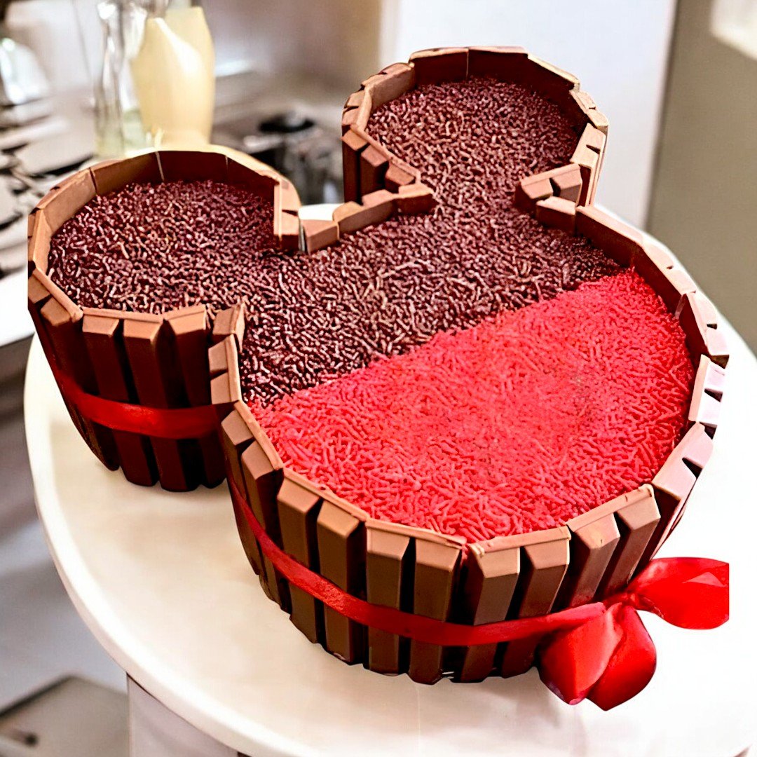 Mickey Mouse-shaped KitKat cake with chocolate sprinkles by BetterGiftFlowers.