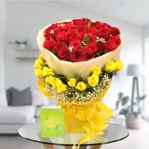 red and yellow rose bouquet