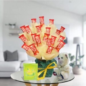 kitkat bouquet and teddy