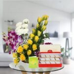 mix flower basket and kaju katli