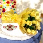 Yellow Rose Bouquet with 3 Rakhis by BetterGiftFlowers