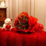 Beautiful Red Roses and Teddy Bear combo by BetterGiftFlowers for romantic gifting.