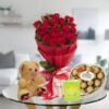 red rose bouquet ferrero teddy