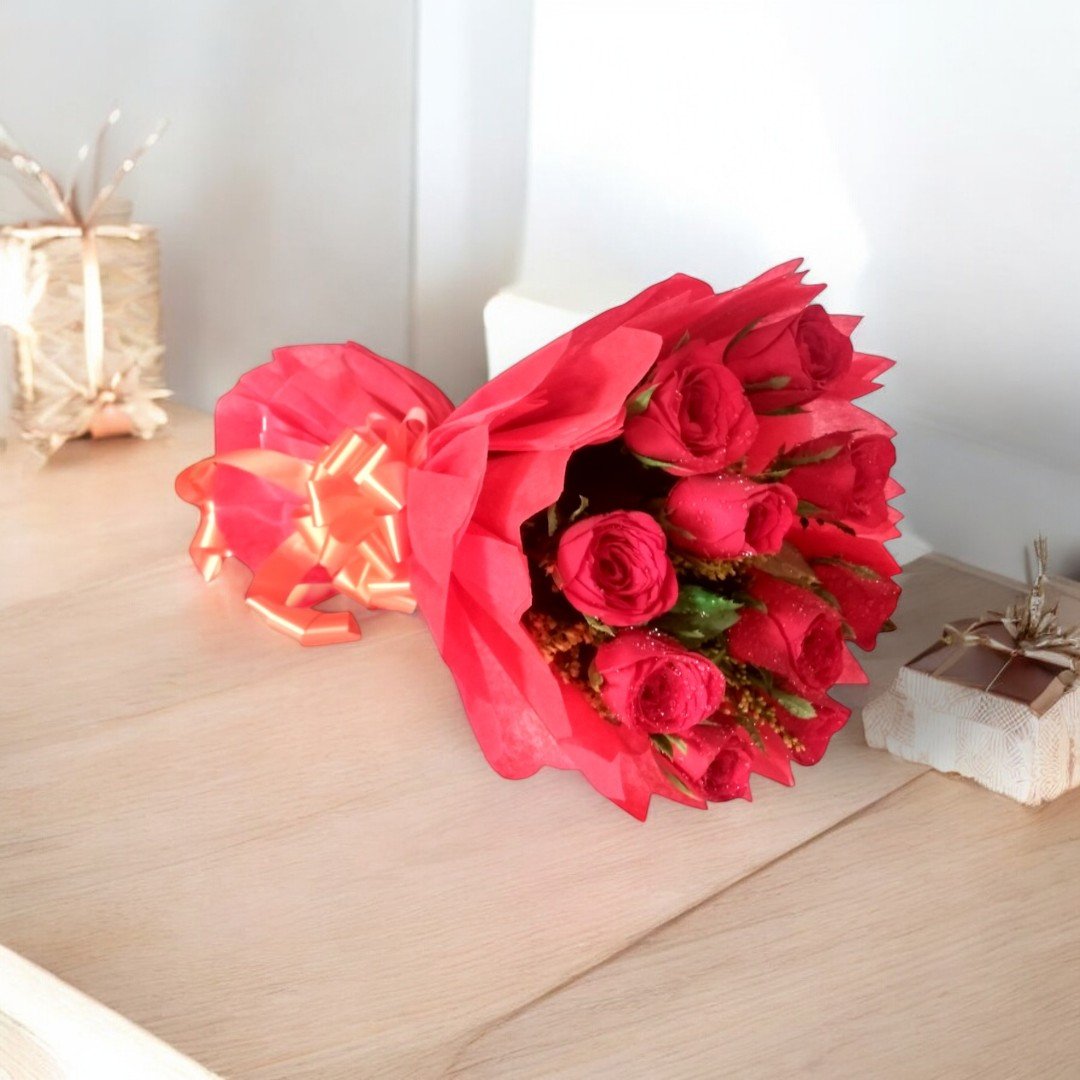 BetterGiftFlowers bouquet of 10 red roses elegantly wrapped