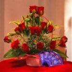 BetterGiftFlowers red rose basket with Dairy Milk chocolates