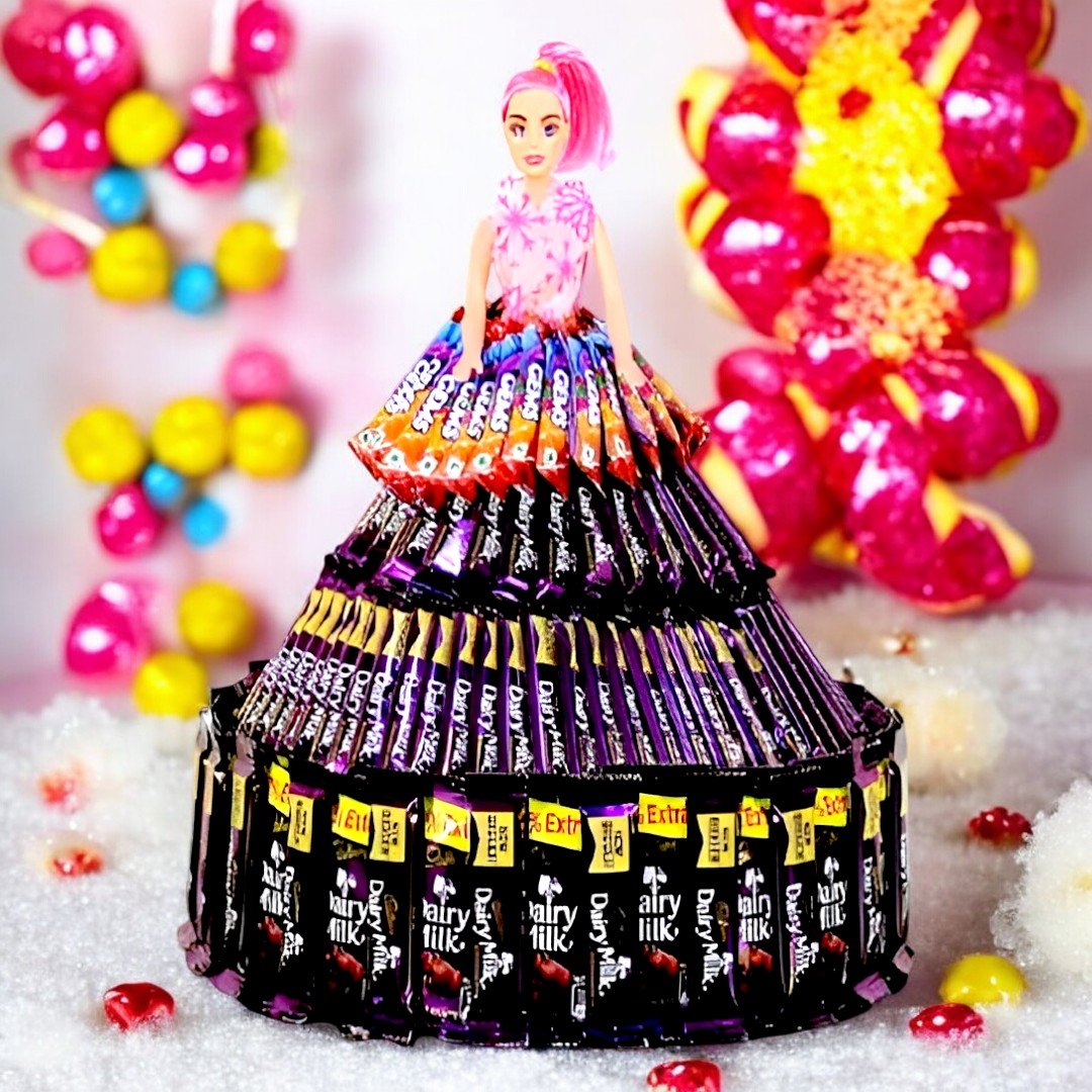 A Chocolate Doll made with Cadbury Dairy Milk arranged by BetterGiftFlowers.