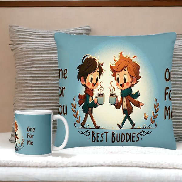 best buddies cushion and mug combo