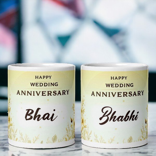 happy anniversary bhai bhabhi mugs