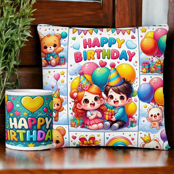 Beautiful Happy Birthday Cushion And Mug Combo