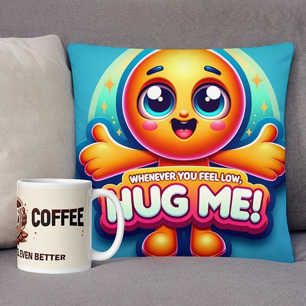 Hug Me Cushion Coffee Mug Combo