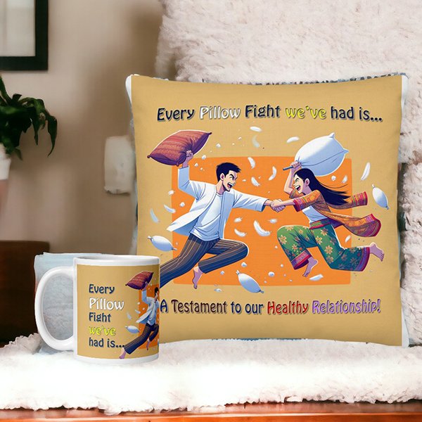 Pillow Fight Cushion And Mug Combo